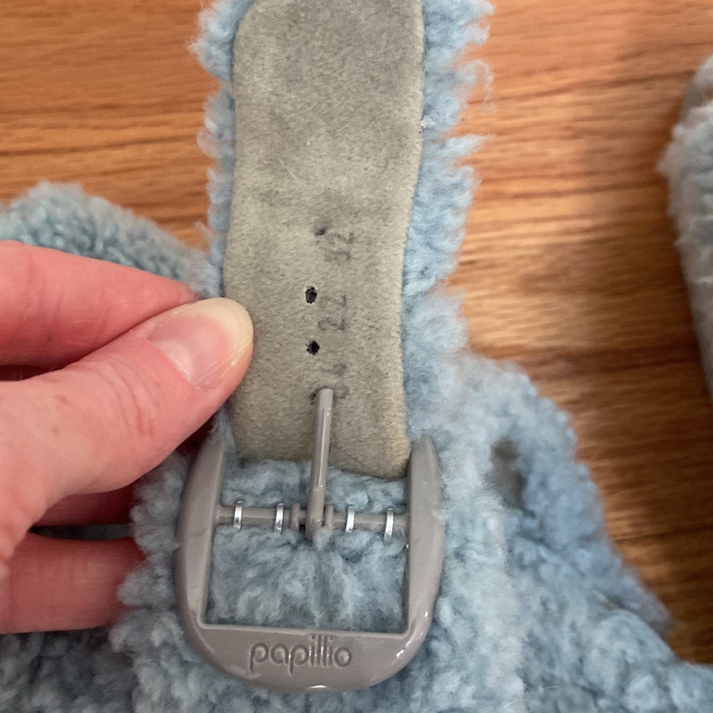Birkenstock Papillio Arizona Shearling Slide Sandal Blue Size 37 - Picture 6 of 13